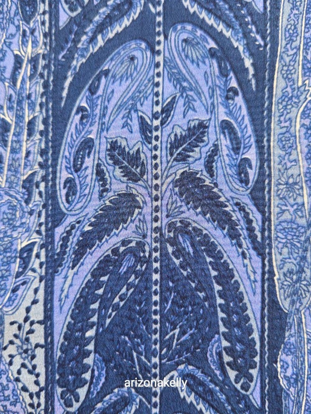 NWOT Blue Silk Oblong Scarf With Beads on Each Corner - Picture 11 of 16